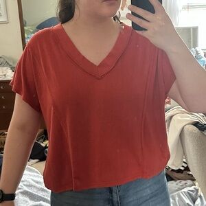Altar’d state Women's V-Neck Rust Top